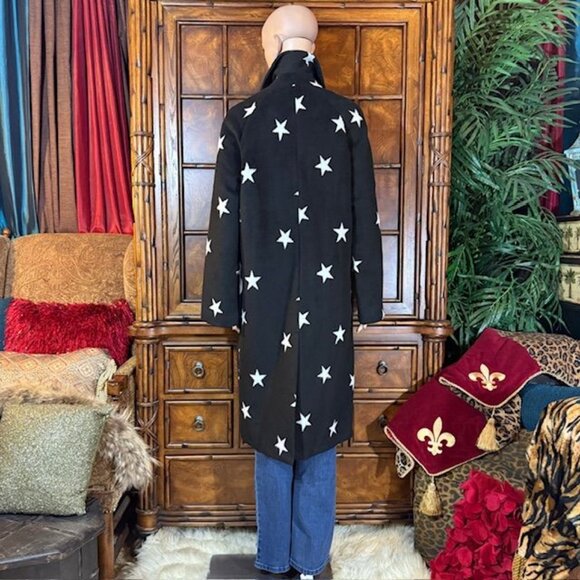 NWOT Avec Les Filles Black White Star Long Coat - Picture 8 of 13